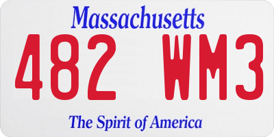 MA license plate 482WM3