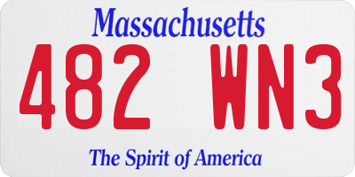 MA license plate 482WN3