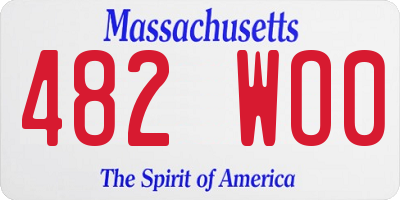 MA license plate 482WO0