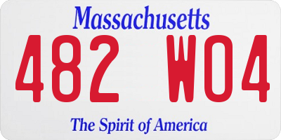MA license plate 482WO4
