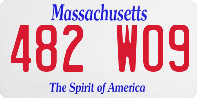 MA license plate 482WO9