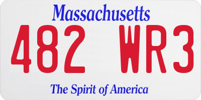 MA license plate 482WR3