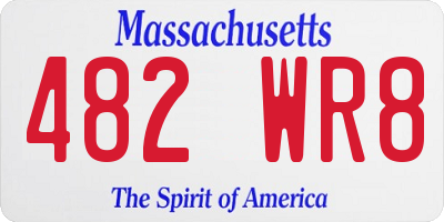 MA license plate 482WR8