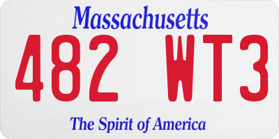 MA license plate 482WT3