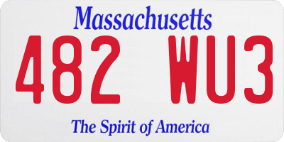 MA license plate 482WU3