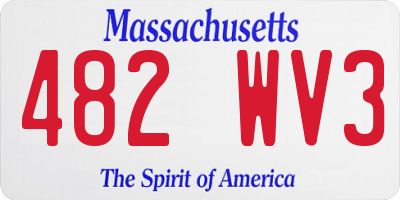 MA license plate 482WV3