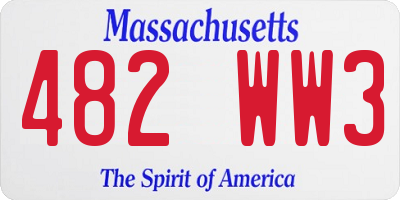 MA license plate 482WW3