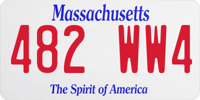 MA license plate 482WW4