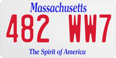 MA license plate 482WW7