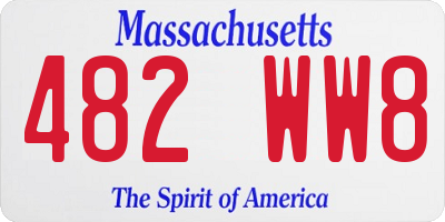 MA license plate 482WW8
