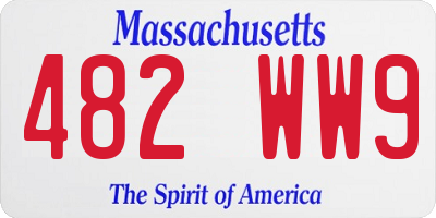MA license plate 482WW9