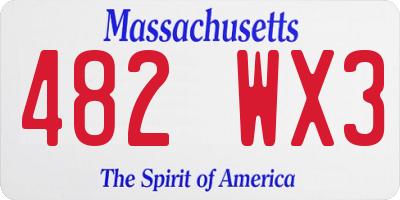 MA license plate 482WX3