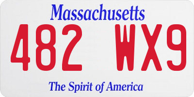 MA license plate 482WX9