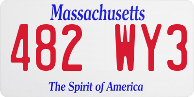 MA license plate 482WY3