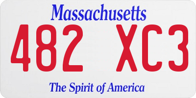MA license plate 482XC3