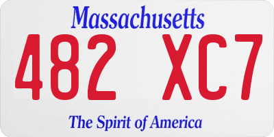 MA license plate 482XC7
