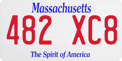 MA license plate 482XC8