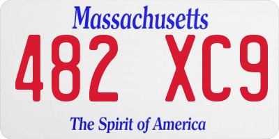 MA license plate 482XC9