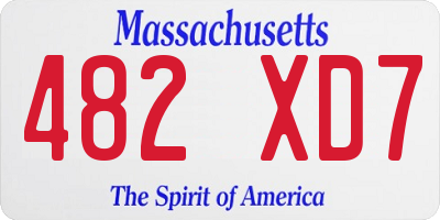 MA license plate 482XD7