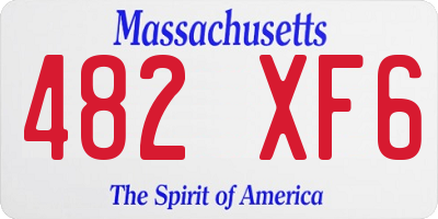 MA license plate 482XF6