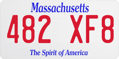 MA license plate 482XF8