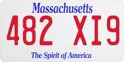 MA license plate 482XI9