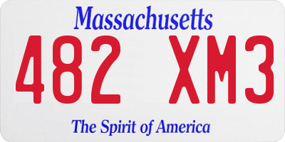 MA license plate 482XM3