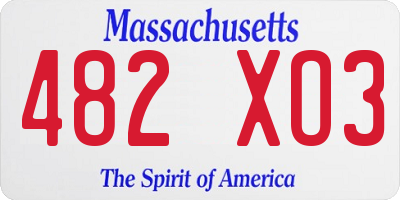 MA license plate 482XO3