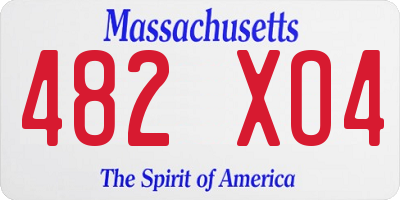 MA license plate 482XO4
