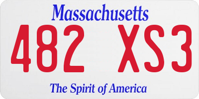 MA license plate 482XS3