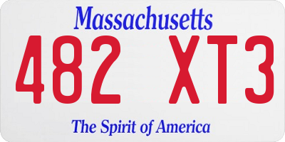 MA license plate 482XT3