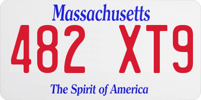 MA license plate 482XT9