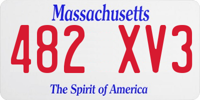 MA license plate 482XV3
