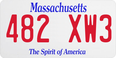 MA license plate 482XW3