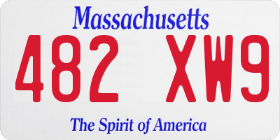 MA license plate 482XW9