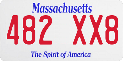 MA license plate 482XX8