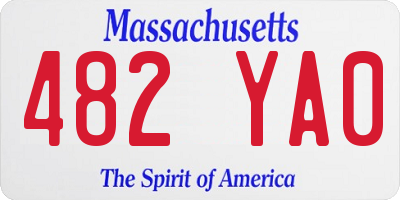 MA license plate 482YA0