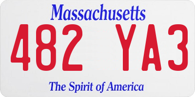 MA license plate 482YA3
