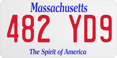 MA license plate 482YD9
