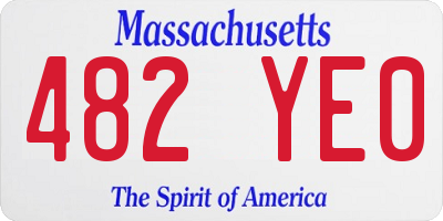 MA license plate 482YE0