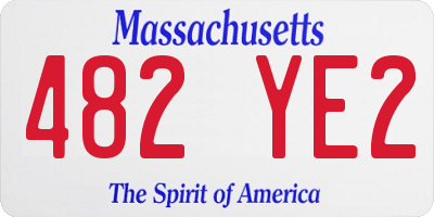 MA license plate 482YE2
