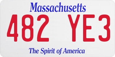 MA license plate 482YE3