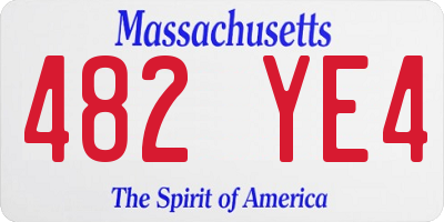 MA license plate 482YE4