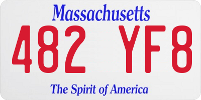 MA license plate 482YF8