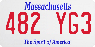 MA license plate 482YG3