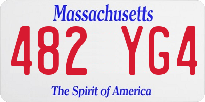 MA license plate 482YG4