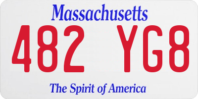 MA license plate 482YG8