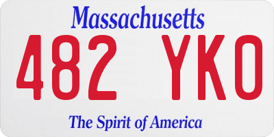 MA license plate 482YK0
