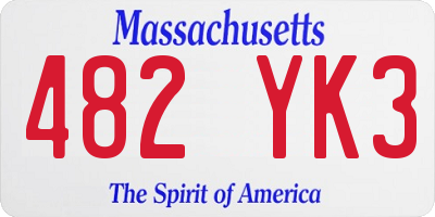 MA license plate 482YK3