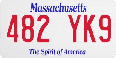 MA license plate 482YK9
